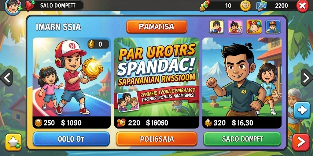 Tampilan layar permainan yang menarik dan interaktif.